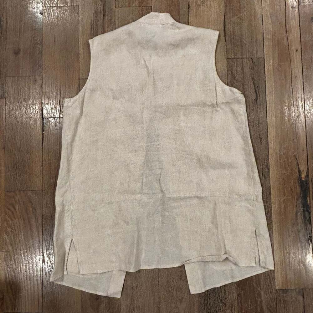 Talbots Vintage 100% Linen Sleeveless Button-Down Vest - Picture 4 of 9